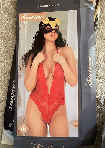 Kırmızı Parlak dantelli fantazi gecelik - Görsel 3