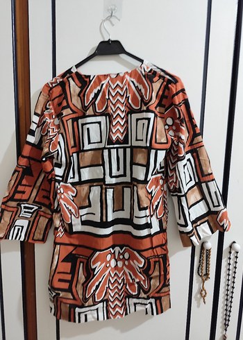 Püsküllü, Geometrik Desenli plaj elbisesi - Görsel 2