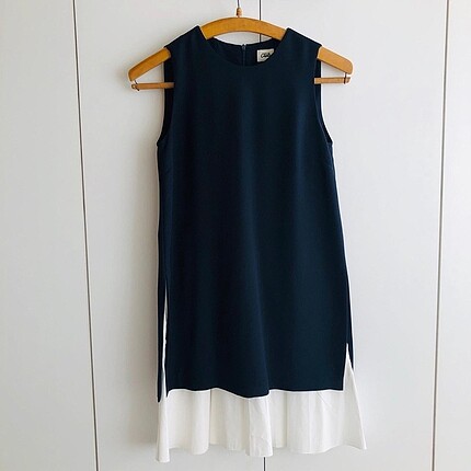 Beymen Club Poplin Kolsuz Krep Lacivert Elbise