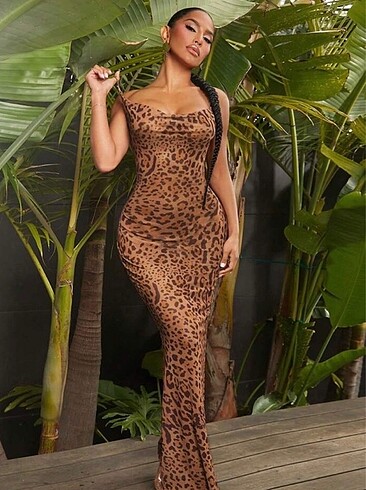 Shein leopar elbise