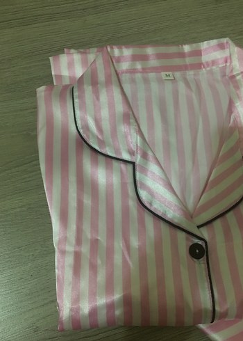 Diğer Pembe Çizgili Bohem Kadın uzun kollu Pijama Takımı