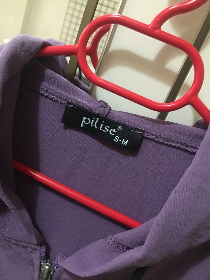 Mor Kapüşonlu Fermuarlı Kadın Ceket - Görsel 2