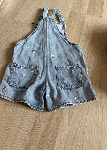 Zara Kız Çocuk Mavi Bağcıklı Denim Tulum