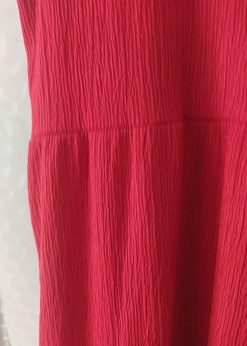 Kırmızı Keten Hamile Elbisesi - Görsel 3