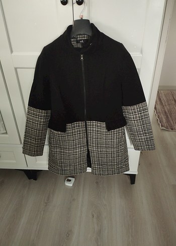 Adil ışık i Siyah Kareli Kısa Kadın Kaban - Görsel 7