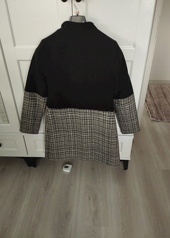 Adil ışık i Siyah Kareli Kısa Kadın Kaban - Görsel 5