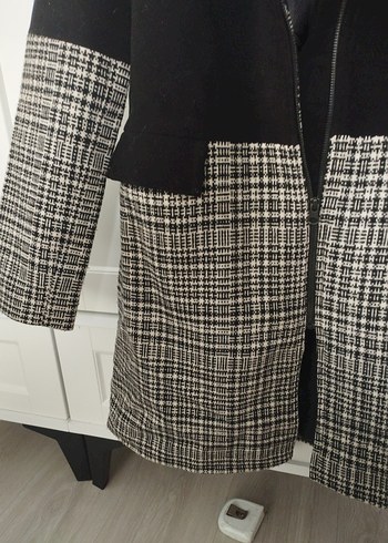 Adil ışık i Siyah Kareli Kısa Kadın Kaban - Görsel 6