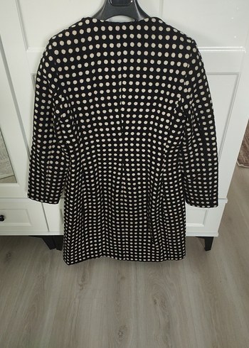 Siyah Desenli Kadın Fermuarlı Kaban - Görsel 9