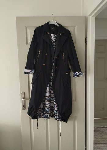 ghisa kadın Düğmeli Siyah Midi Trençkot - Görsel 3