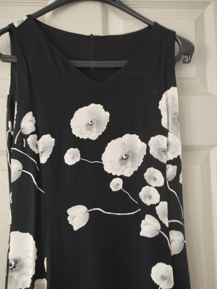 Aker Siyah V Yaka Uzun Desenli Elbise - Görsel 4