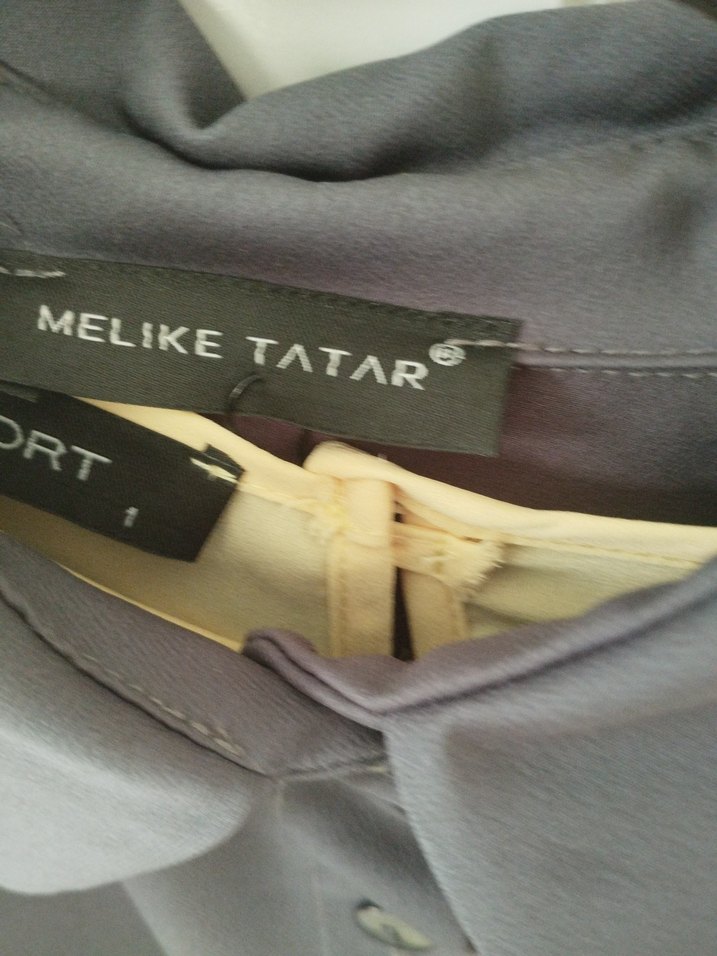 Melike Tatar gri Uzun Kollu taşlı Gömlek - Görsel 2