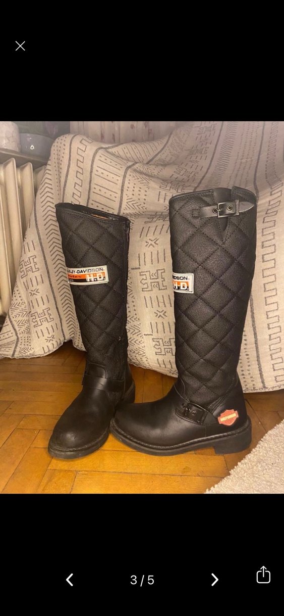 Siyah Deri Kadın Biker Dizüstü Botlar - Görsel 3