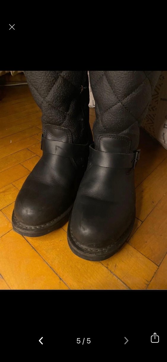 Siyah Deri Kadın Biker Dizüstü Botlar - Görsel 5