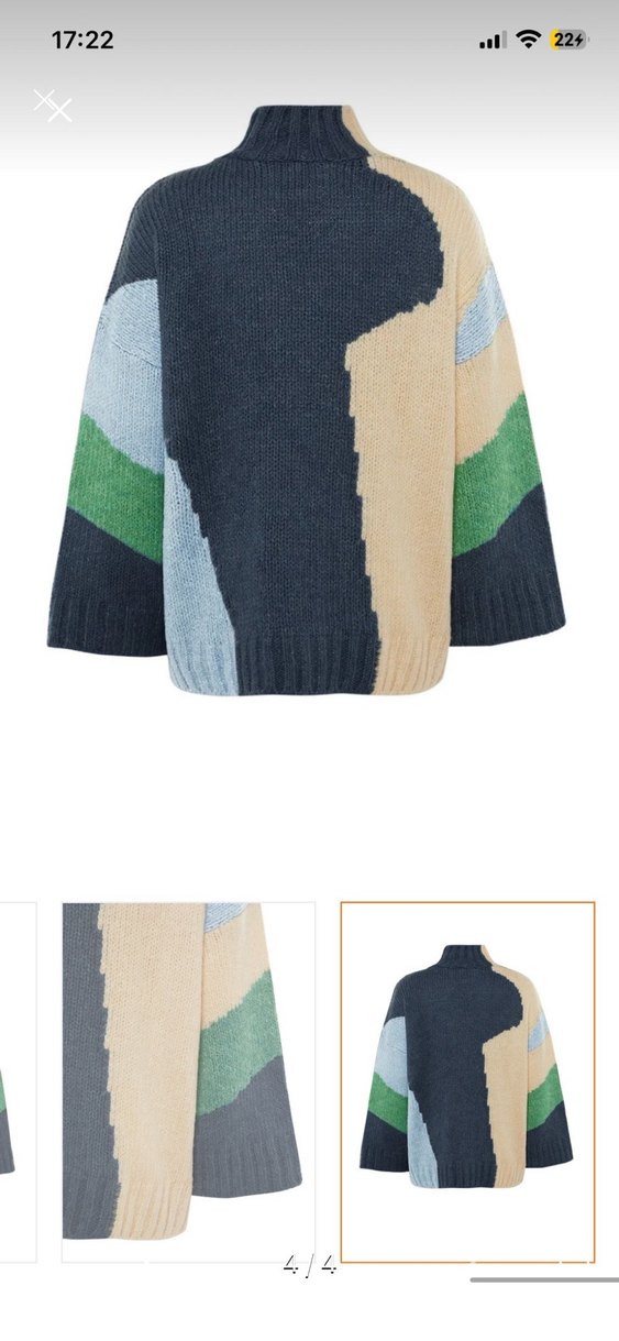 Rahat Kesim Çok Renkli Örgü Boğazlı Kazak - Görsel 3