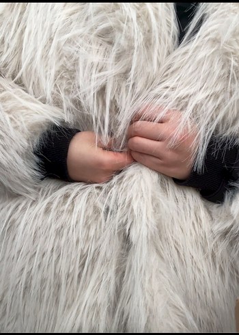 Bej Midi Boy Kadın Suni Kürk Ceket - Görsel 4