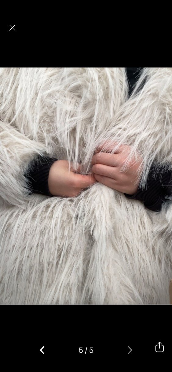 Bej Midi Boy Kadın Suni Kürk Ceket - Görsel 4