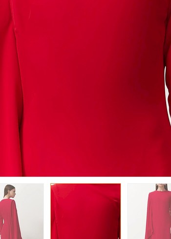Kırmızı Uzun Kadın Elbise - Görsel 4