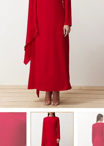 Kırmızı Uzun Kadın Elbise - Görsel 2