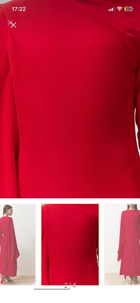 Kırmızı Uzun Kadın Elbise - Görsel 4