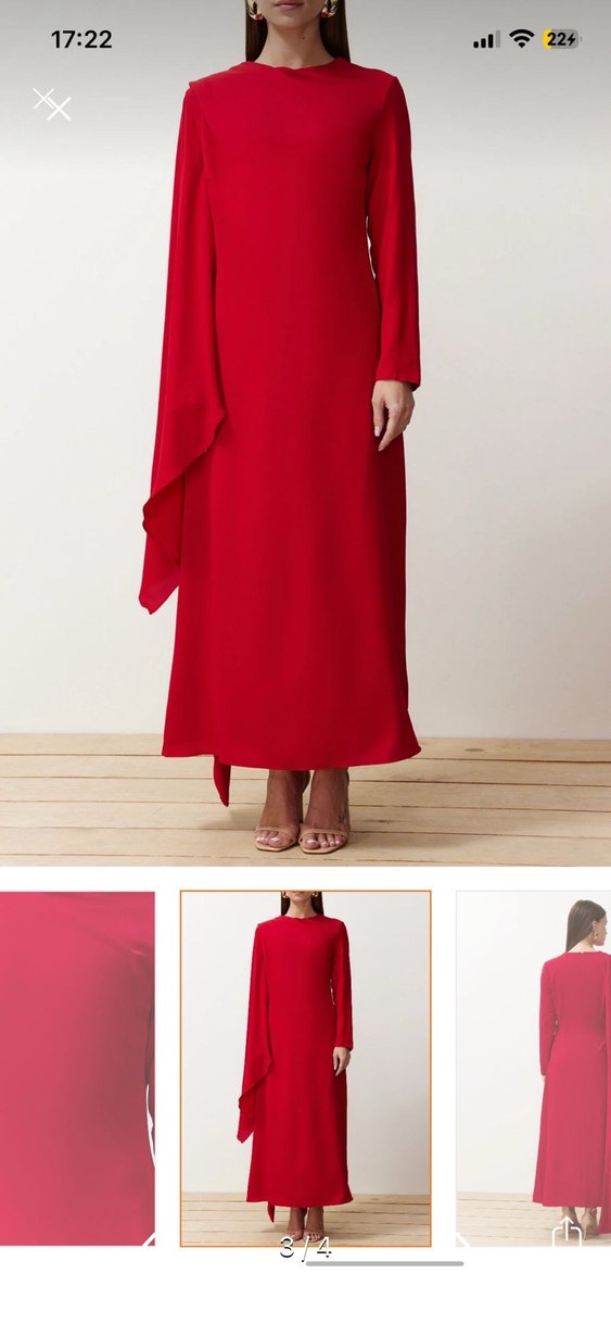 Kırmızı Uzun Kadın Elbise - Görsel 2