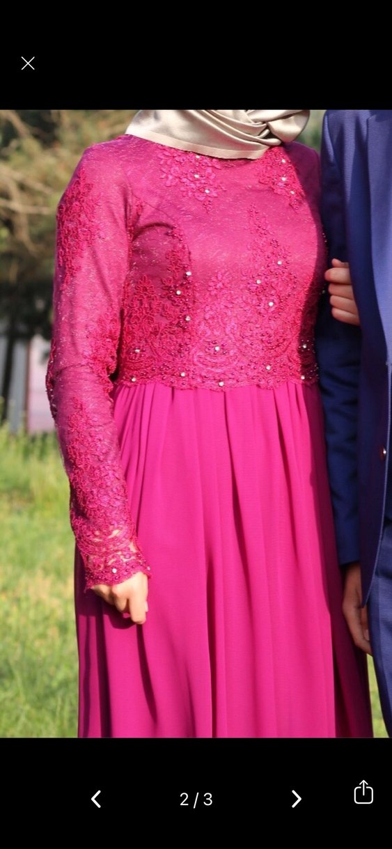 Bordo Uzun Kollu Drapeli Kadın Abiye Elbise - Görsel 2