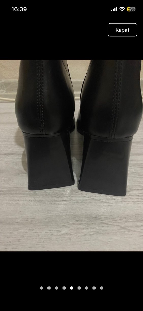 Siyah Tokalı Kadın Blok Topuk Bot - Görsel 4