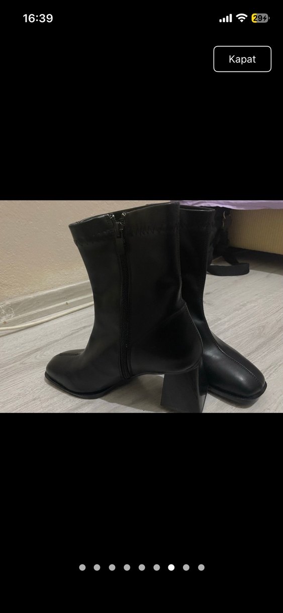 Siyah Tokalı Kadın Blok Topuk Bot - Görsel 2