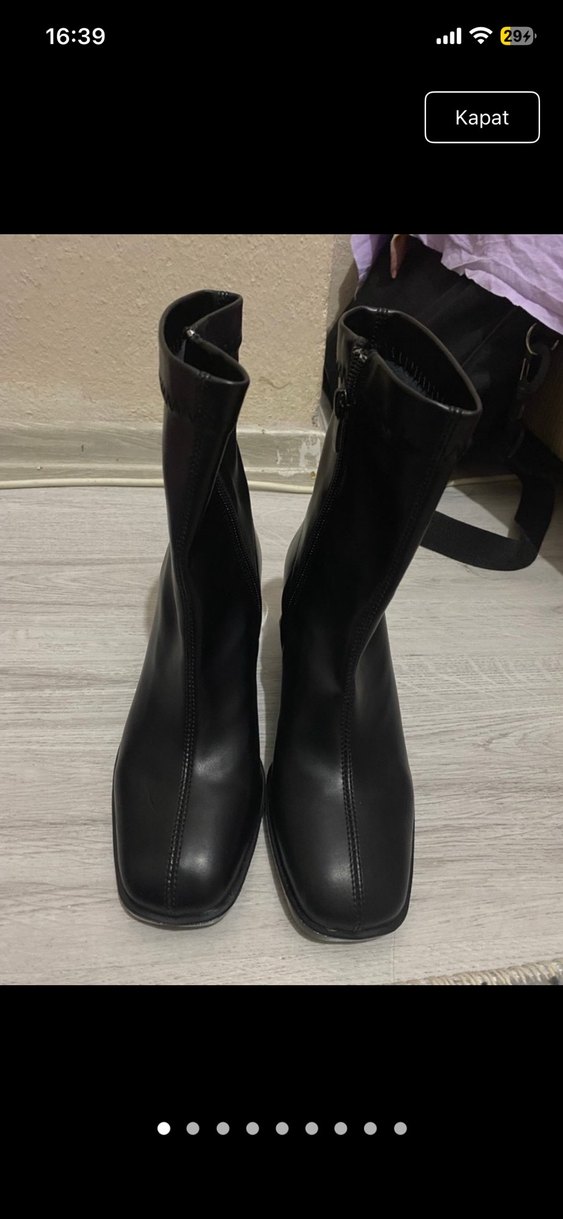 Siyah Tokalı Kadın Blok Topuk Bot - Görsel 5