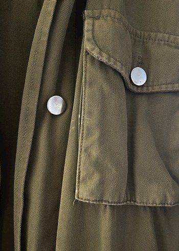 Haki Renkli Düğmeli Salaş Kadın Ceket - Görsel 6