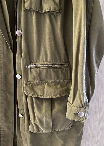 Haki Renkli Düğmeli Salaş Kadın Ceket - Görsel 3