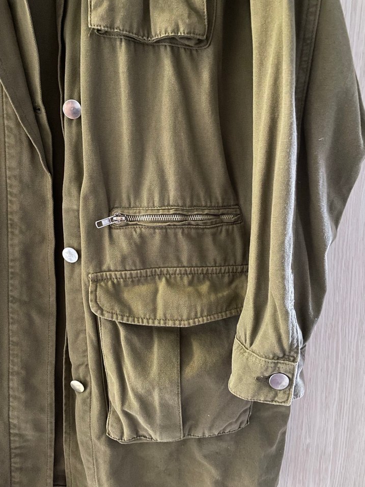 Haki Renkli Düğmeli Salaş Kadın Ceket - Görsel 3