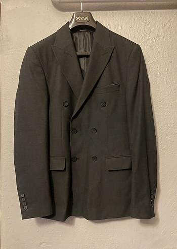 Düğmeli Erkek Siyah Takım Elbise - Görsel 8