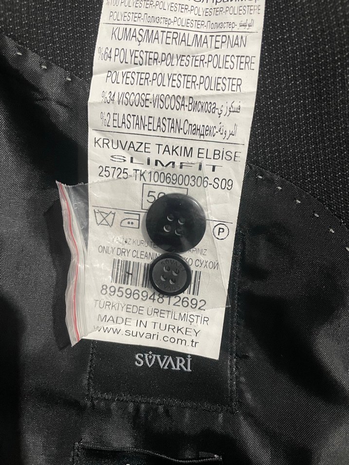 Düğmeli Erkek Siyah Takım Elbise - Görsel 3