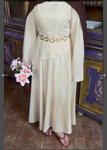 NUUWEARS MARKA 
Bej Uzun Elbise - Görsel 3