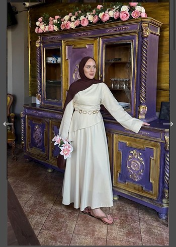 NUUWEARS MARKA 
Bej Uzun Elbise - Görsel 2