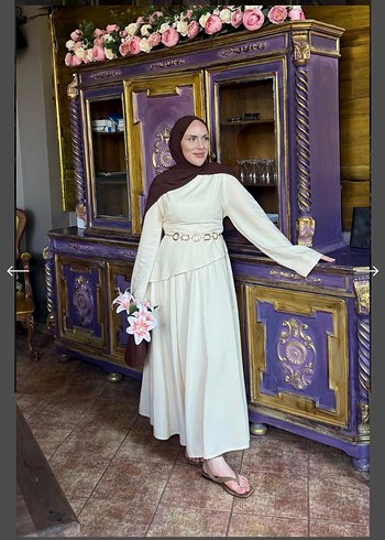 NUUWEARS MARKA 
Bej Uzun Elbise - Görsel 4