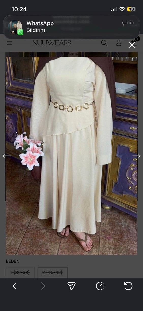 NUUWEARS MARKA 
Bej Uzun Elbise - Görsel 3