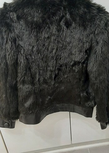 Kürk Detaylı siyah Deri Kadın Ceket - Görsel 5