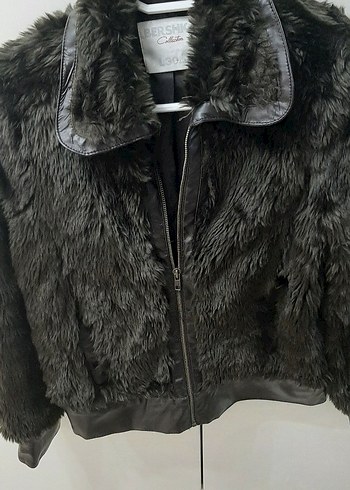 Kürk Detaylı siyah Deri Kadın Ceket - Görsel 2