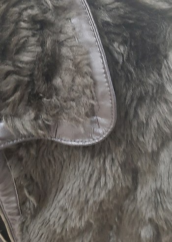 Kürk Detaylı siyah Deri Kadın Ceket - Görsel 3