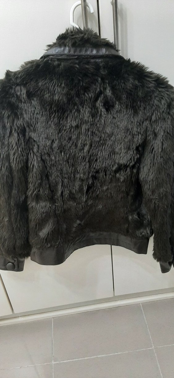 Kürk Detaylı siyah Deri Kadın Ceket - Görsel 5