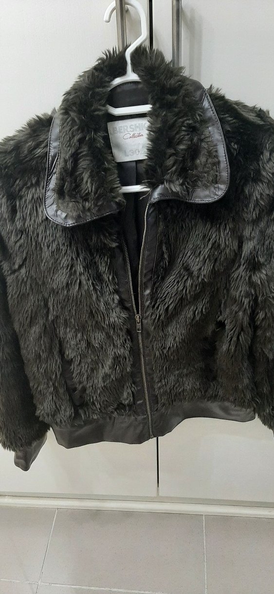 Kürk Detaylı siyah Deri Kadın Ceket - Görsel 2