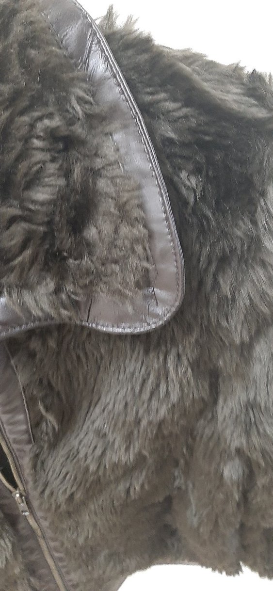 Kürk Detaylı siyah Deri Kadın Ceket - Görsel 3