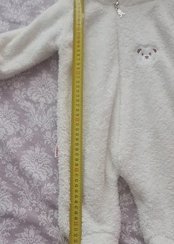Bebek Kız Beyaz Kürklü Kapüşonlu Tulumu - Görsel 2
