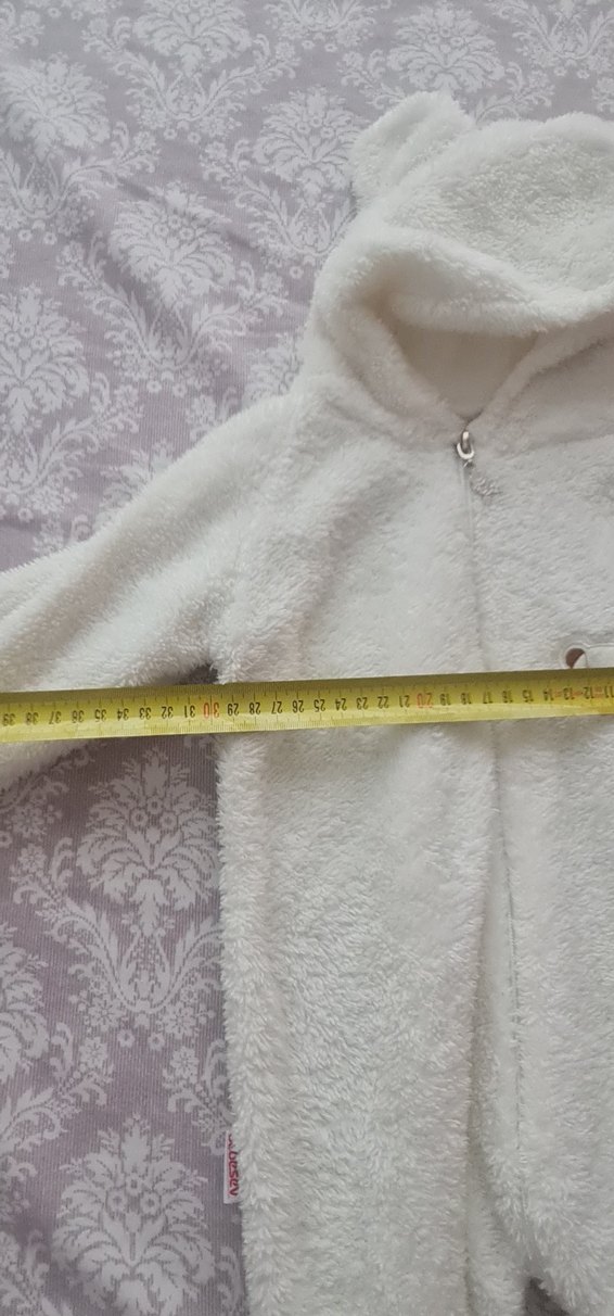 Bebek Kız Beyaz Kürklü Kapüşonlu Tulumu - Görsel 3