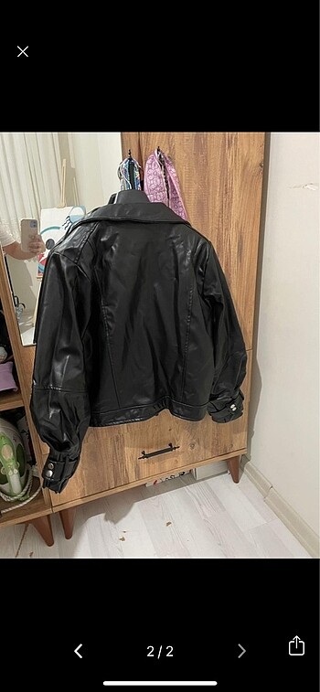 Diğer siyah oversize deri ceket