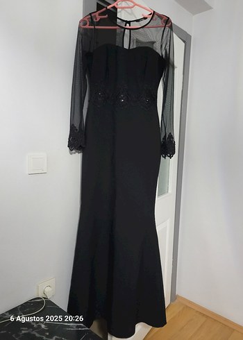 Diğer Uzun Siyah Gotik Straplez Abiye Elbise
