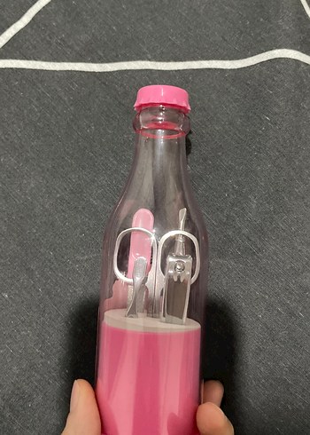 Renkli Pembe Soda Şişesi Manikür Seti - Görsel 2