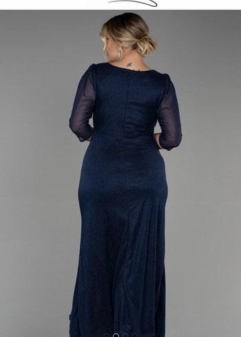 3/4 kol simli lacivert elbise - Görsel 4