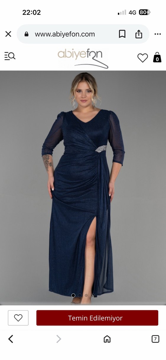 3/4 kol simli lacivert elbise - Görsel 2